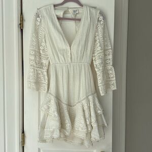 HEMANT & NANDITA white Lace Mini Dress